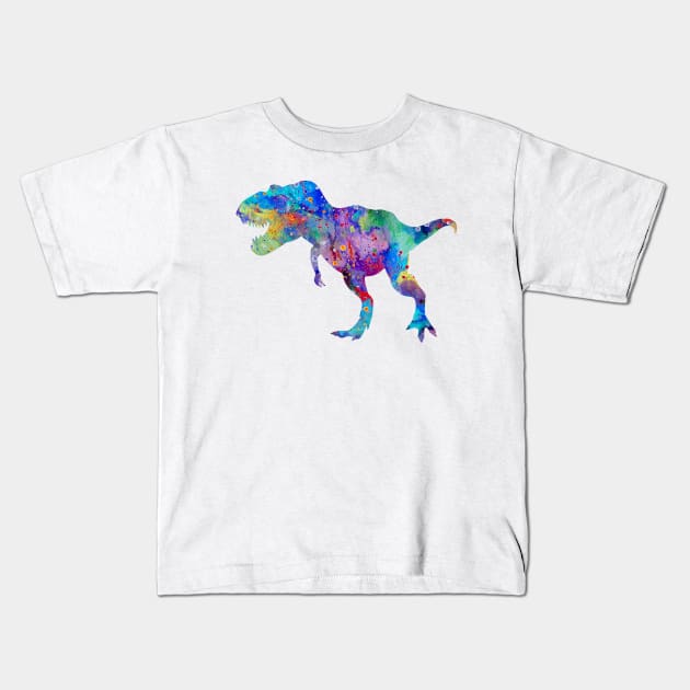 Dinosaur T-Rex Art Tyrannosaurus Rex Decor Watercolor Print Kids T-Shirt by LotusGifts